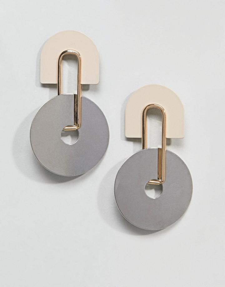 Asos Colored Metal Geo Shape Earrings - Multi