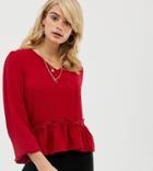 Y.a.s Tall Lumine Frill Hem Blouse - Red