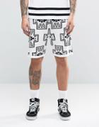 Asos Knitted Shorts With Geo-tribal Design - White