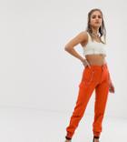 One Above Another Cargo Pants With Chains-orange