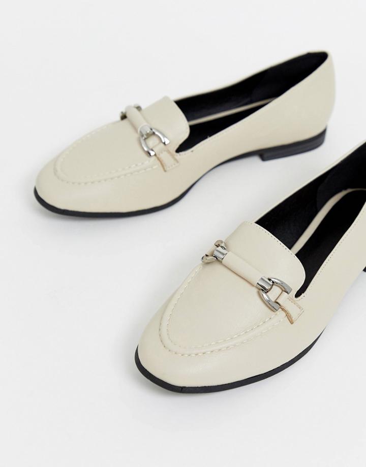 New Look Buckle Detail Loafers In Off White - White