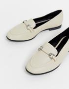 New Look Buckle Detail Loafers In Off White - White