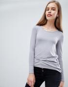 Brave Soul Toya Long Sleeve Top With Twisted Back - Gray