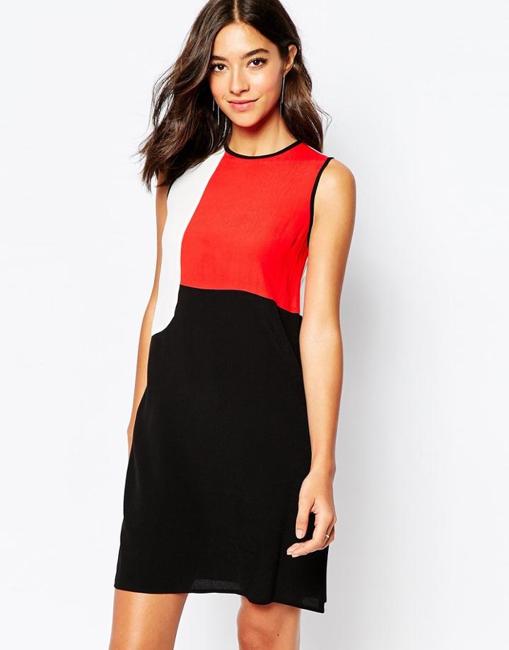Warehouse Color Block Shift Dress - Multi