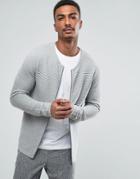 Selected Homme Zip Through Knitted Cardigan - Gray