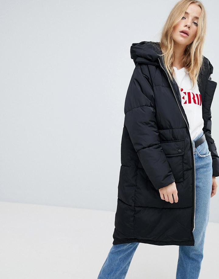 Only Oversized Padded Duvet Coat - Black