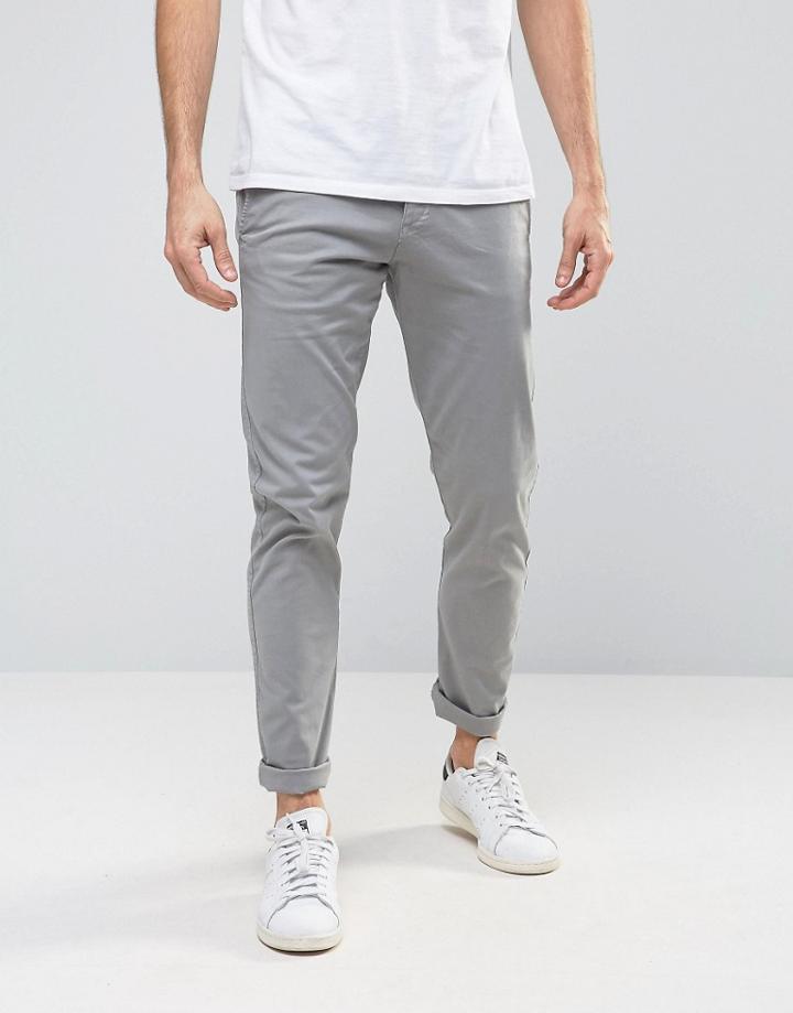 Selected Homme Skinny Fit Chino With Stretch - Gray