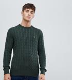Farah Ludwig Cable Crew Neck Sweater In Green - Green