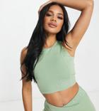 Vai21 High Neck Top In Sage Green - Part Of A Set