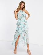 Lipsy Ruffle Halter Neck Dress In Floral-multi
