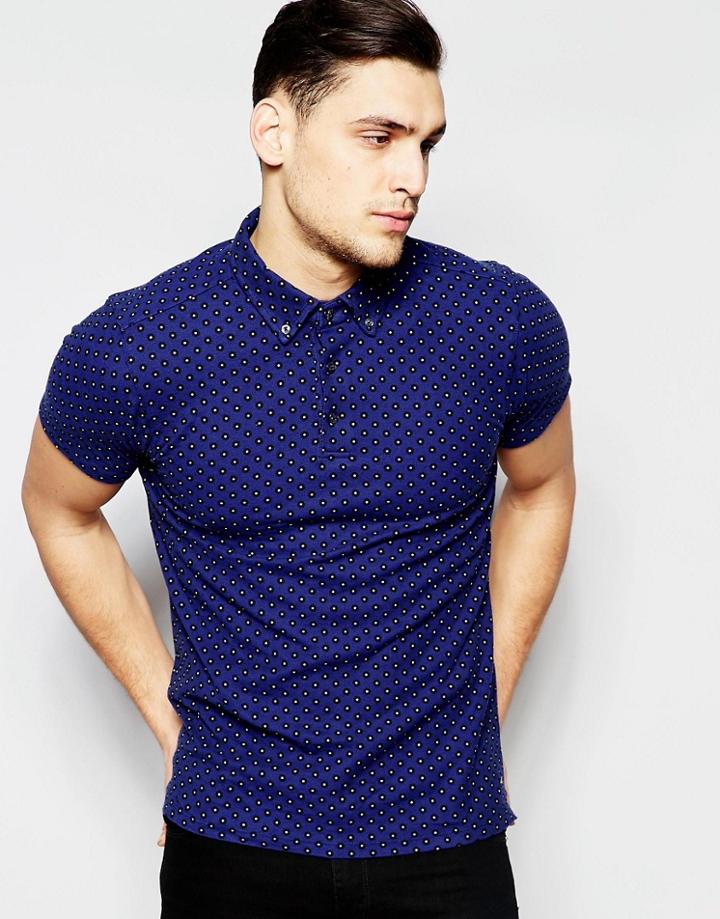 Scotch & Soda Allover Printed Polo Shirt - Navy
