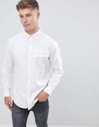 Jack & Jones Originals Slim Fit Linen Mix Shirt With Roll Up Sleeve Detail - White