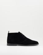 Topman Black Faux Suede Spark Chukka Boots