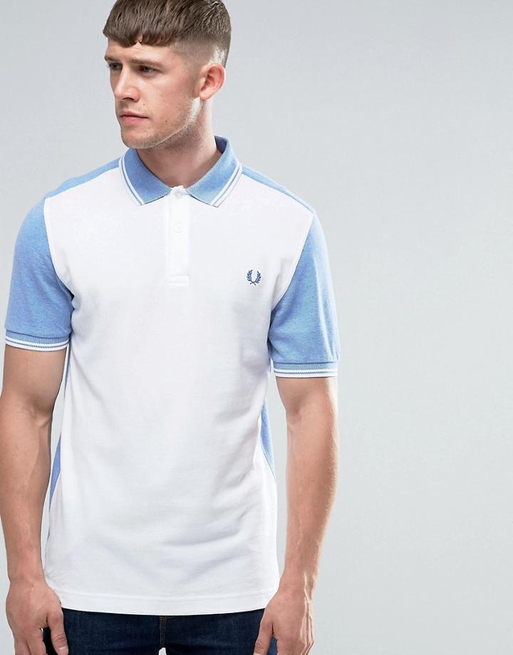 Fred Perry Polo Shirt With Contrast Panel In White - White