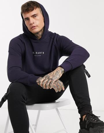Il Sarto Logo Hoodie-navy