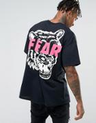 Hnr Ldn Oversized Fear Back Print T-shirt - Black