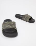 Brave Soul Camo Slider Flip Flops - Green
