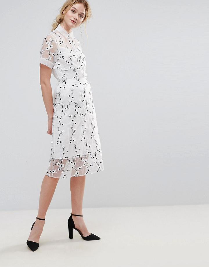 Traffic People Embroidered Pencil Skirt - White