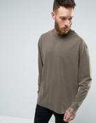 Asos Stripe Oversized Long Sleeve T-shirt - Green