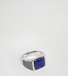Seven London Sterling Silver Signet Ring With Blue Stone - Silver