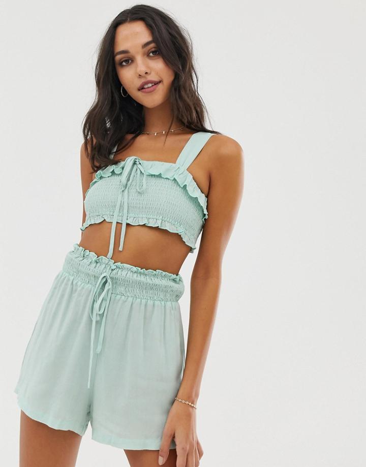 Fashion Union Galvanize Crop & Short Two-piece In Green