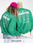 Reclaimed Vintage Inspired Unisex Relaxed Sweatshirt With Wellbeing Back Print In Bright Green