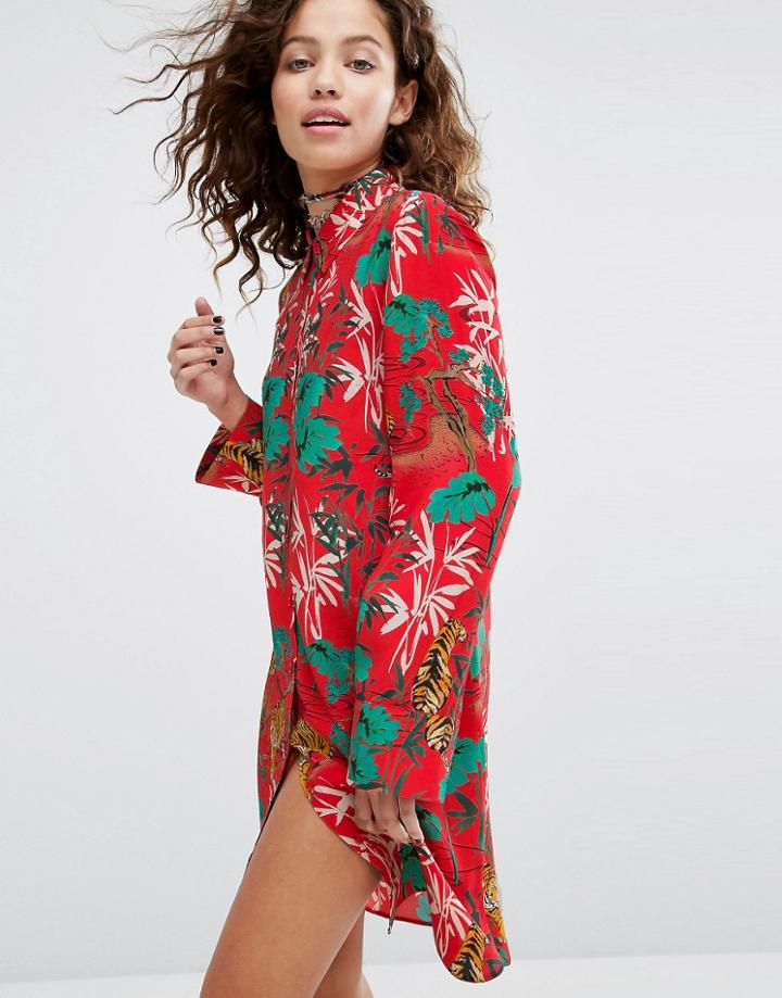 H! By Henry Holland Tiger Print Dress - Red