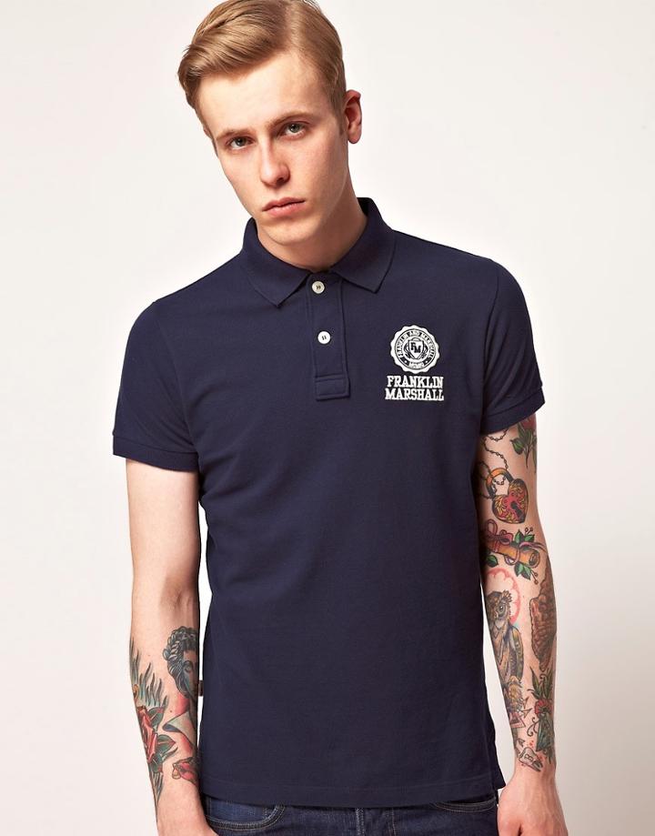 Franklin & Marshall Pique Polo Shirt - Blue