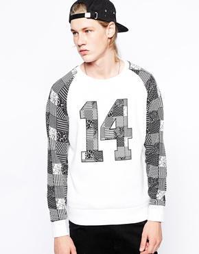 Weekday Crew Sweatshirt Paris 14 Pattern Print - White