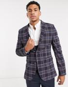 Asos Design Wedding Super Skinny Suit Jacket In Pink Check