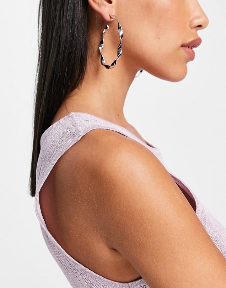 Aldo Qiren Twisted Hoop Earrings In Silver