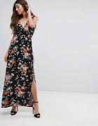 Oh My Love Maxi Dress With Tie Waist And High Split - Multi