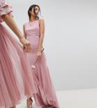Tfnc Tall Wedding Bow Back Maxi Dress With High Low Hem - Pink