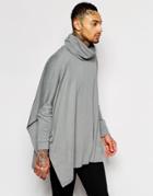 Asos Oversized Lightweight Jersey Poncho With Funnel Neck - Gray