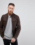Goosecraft Washingon Leather Jacket With Button Collar In Brown - Brown
