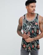 Good For Nothing Tank In Floral Print - Black