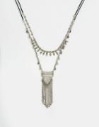 Asos Badlands Multirow Charm Necklace - Silver