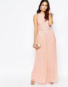 A Star Is Born All Over Embellished High Neck Maxi Dress - Rose