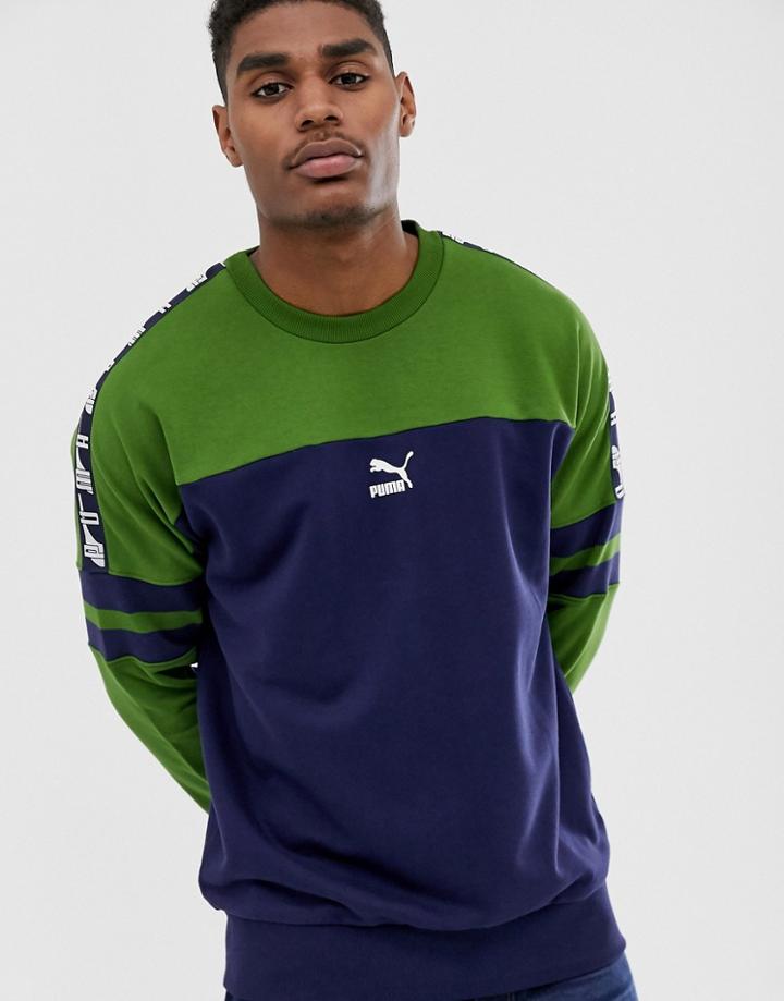 Puma Xtg Sweat In Color Block Navy/green
