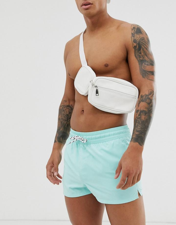 Asos Design Swim Short In Turquoise Blue Super Short Length - Blue