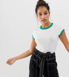 Brave Soul Petite Claudia Ringer Tee With Contrast Trim - Black