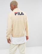 Fila Black Sherpa Jacket With Retro Back Logo - White