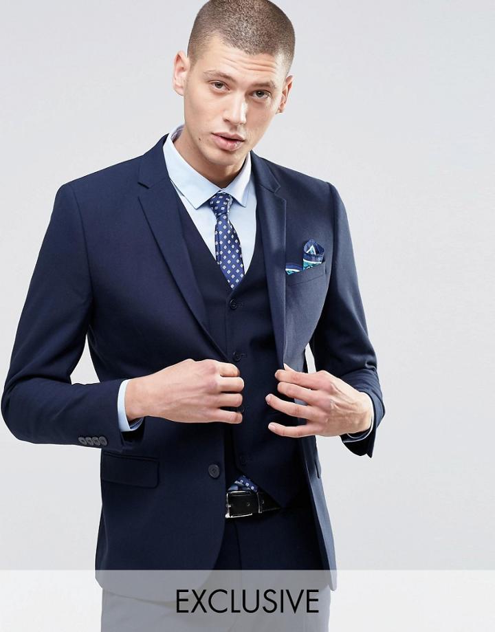 Only & Sons Skinny Suit Jacket With Stretch - Navy