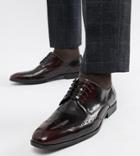 Asos Design Wide Fit Brogue Shoes In Burgundy Leather - Red