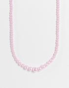 Designb London Graduating Faux Pearl Necklace In Pink