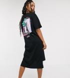 Crooked Tongues Midi T-shirt Dress With Front And Back Print-black
