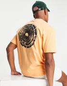 Topman Oversized T-shirt With High Build Circular Text Print In Orange