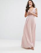 Tfnc Wedding V Front Maxi Dress With Frill Sleeves - Pink