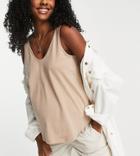 Asos Design Maternity Ultimate Cotton Blend Scoop Neck Tank Top In Caramel-brown
