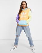 Adidas Originals Adicolor Boyfriend Fit Color Block Logo Hoodie In Orange